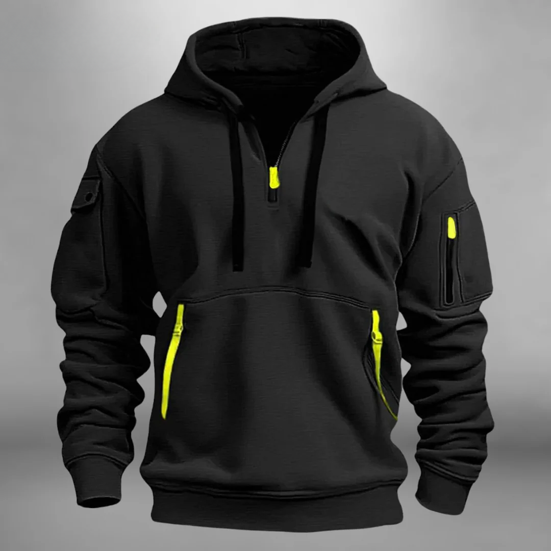 Drew | Hombre Sudadera con Capucha, Media Cremallera y Bolsillos