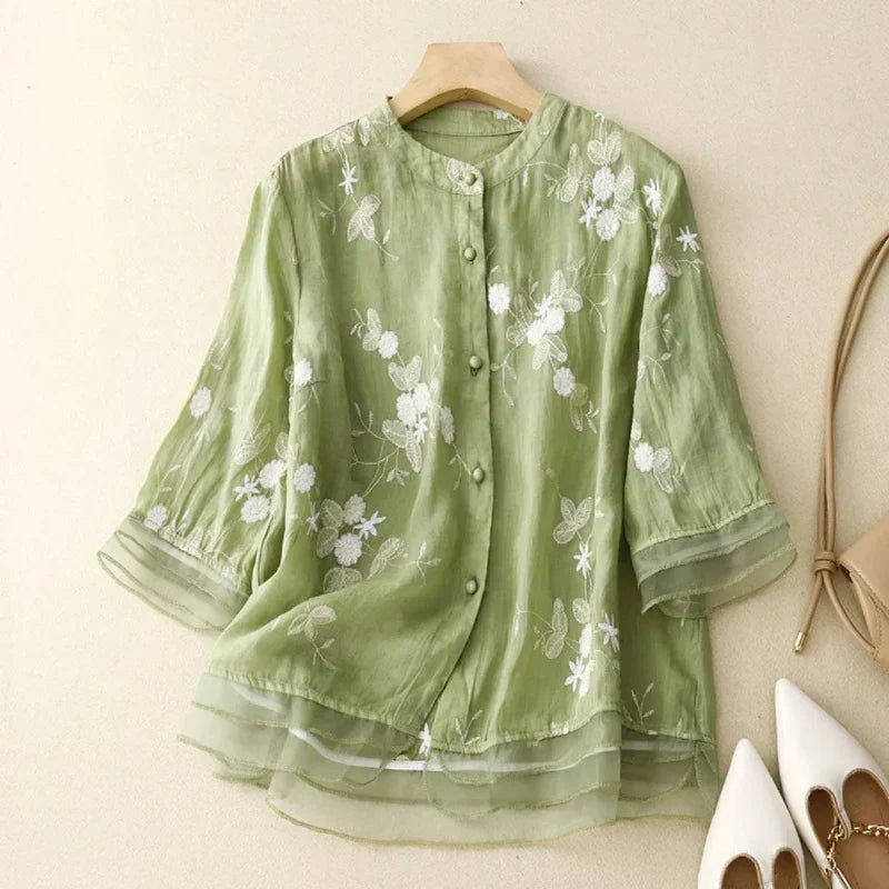 Nadine | Mujer Blusa Bordada Favorecedora Versátil