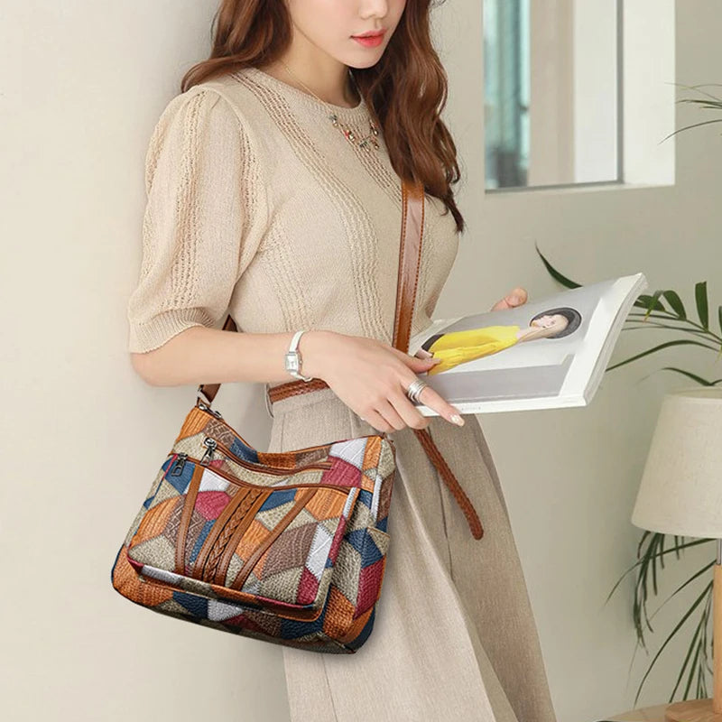 Evelina | Mujer Bolso de Hombro con Estampado Patchwork Geométrico