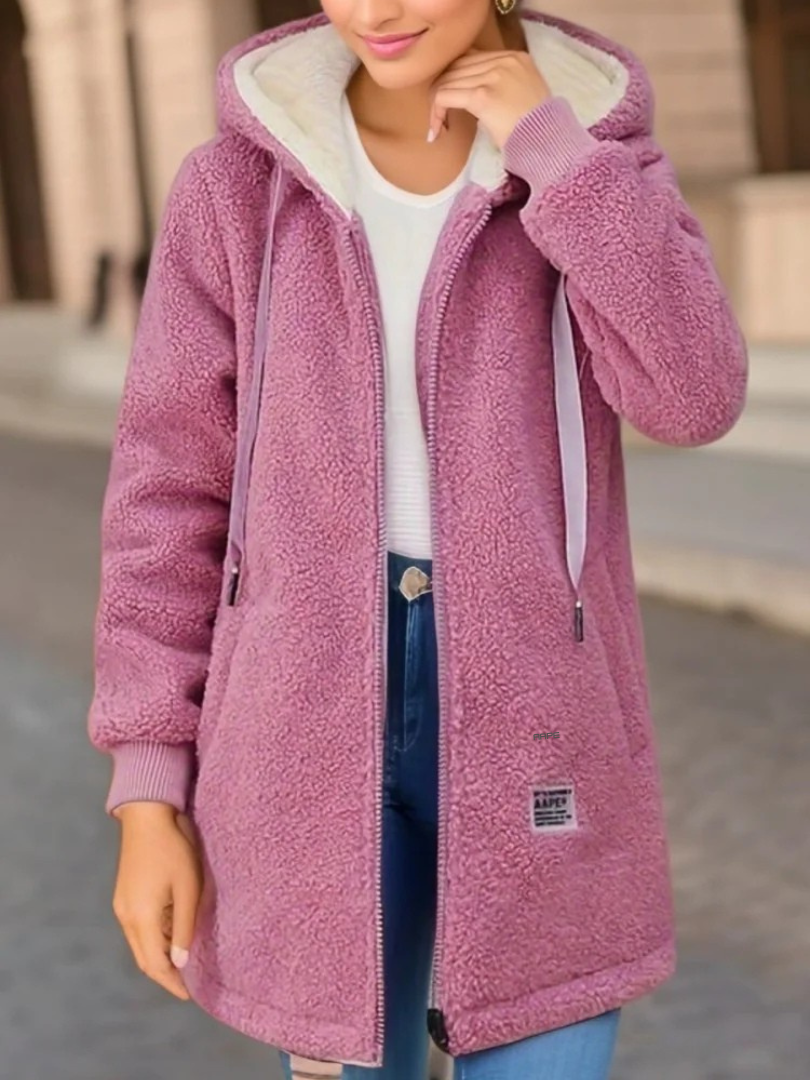 Elianne | Mujer Chaqueta Teddy de Media Longitud con Capucha