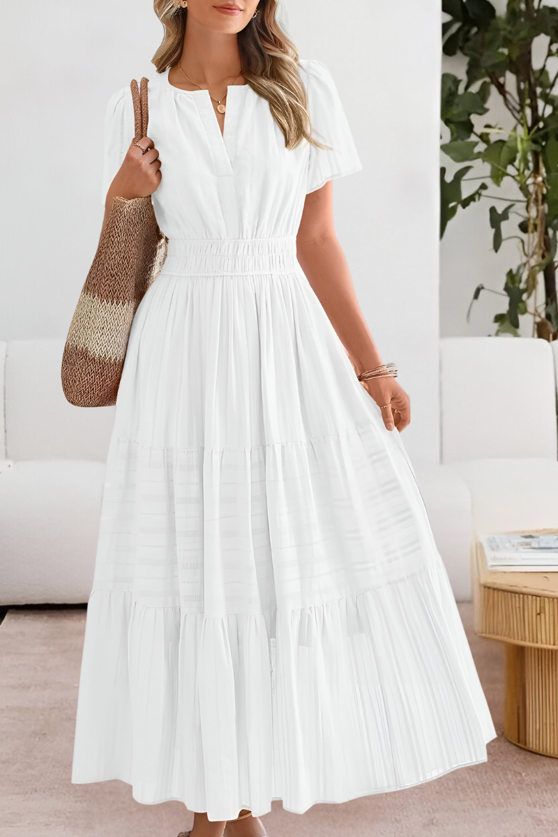 Freya | Mujer Vestido Maxi de Capas con Cintura Smock