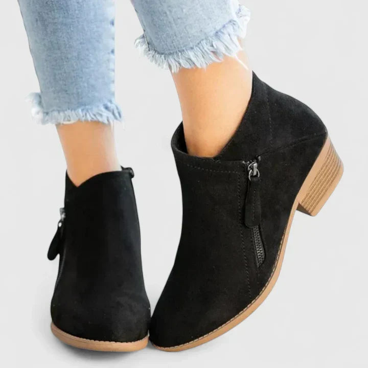 Sabrina | Mujer Botines con Cremallera Lateral y Tacón Bajo