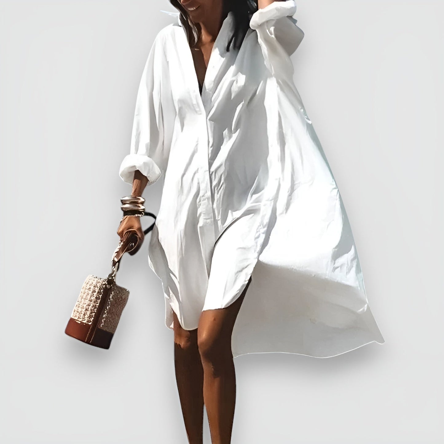 Wibke | Mujer Vestido Camisero Fluido con Botones