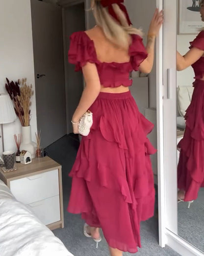 Isabella | Mujer Vestido Romántico Fluido con Volantes en Capas