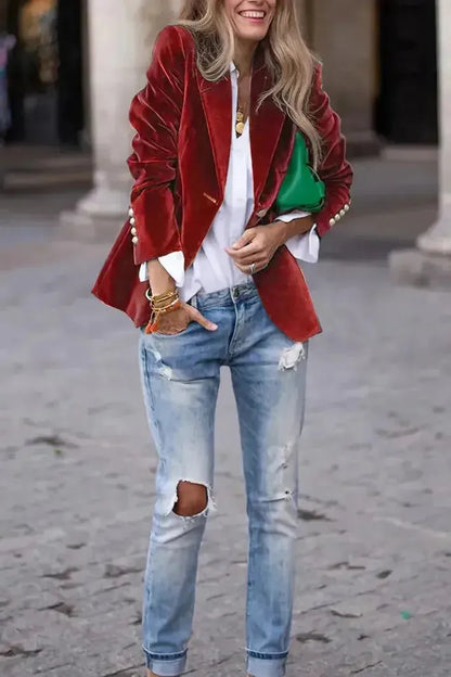 Victoria | Mujer Blazer Estructurado con Botones Dorados