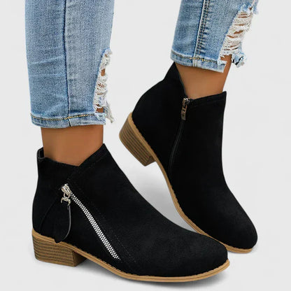 Sabrina | Mujer Botines con Cremallera Lateral y Tacón Bajo