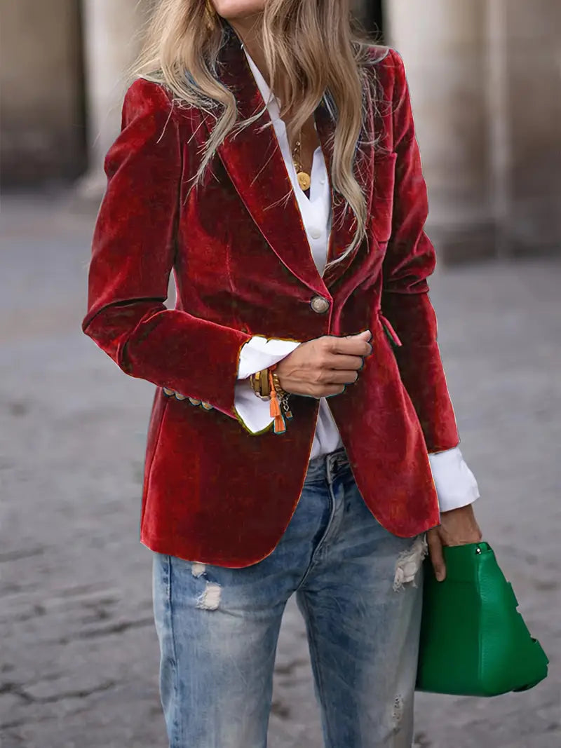 Keet | Mujer Blazer de Terciopelo Elegante Entallado