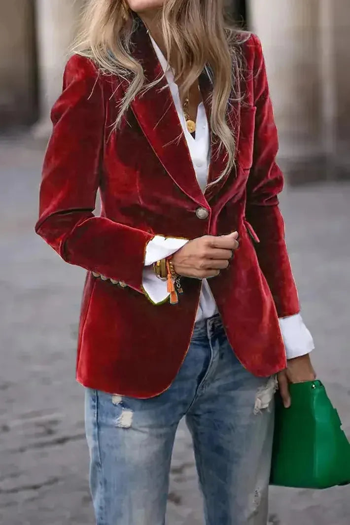 Victoria | Mujer Blazer Estructurado con Botones Dorados