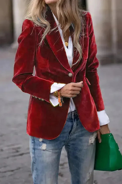 Victoria | Mujer Blazer Estructurado con Botones Dorados