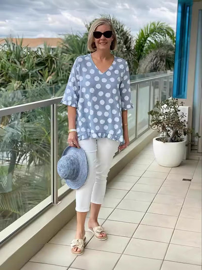Famke | Mujer Top Estampado con Escote en V