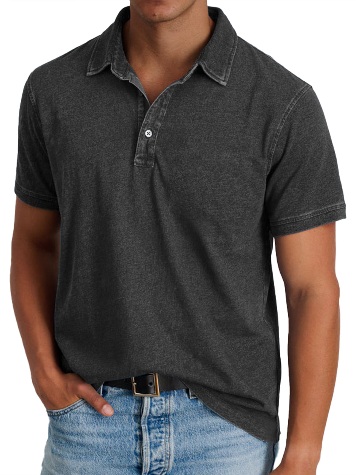 Stijn | Hombre Polo con Aspecto Lavado en Tonos Terrosos