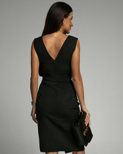 Sylvana | Mujer Vestido Ceñido con Escote en V y Abertura Lateral