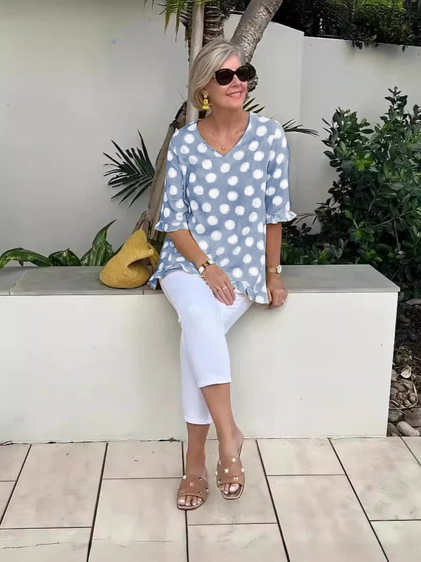 Famke | Mujer Top Estampado con Escote en V