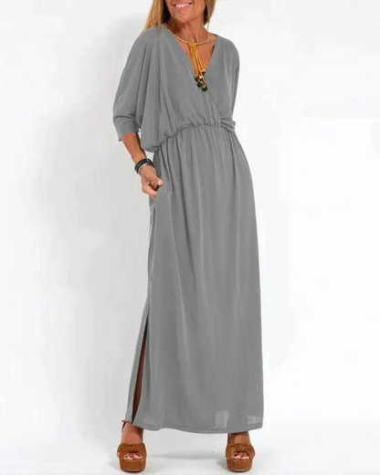 Savannah | Mujer Vestido Maxi Fluido con Bolsillos Laterales