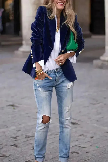 Victoria | Mujer Blazer Estructurado con Botones Dorados