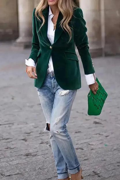 Victoria | Mujer Blazer Estructurado con Botones Dorados