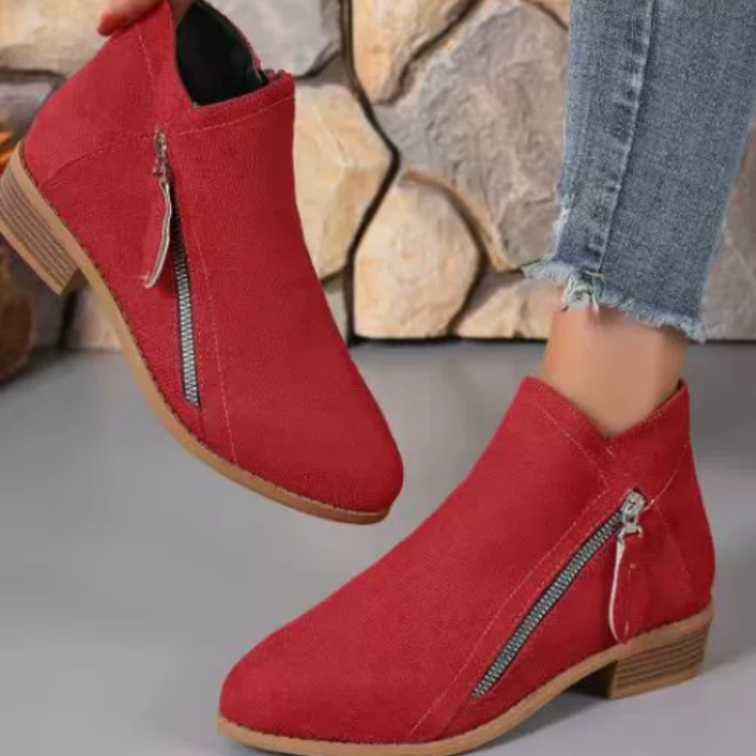 Sabrina | Mujer Botines con Cremallera Lateral y Tacón Bajo
