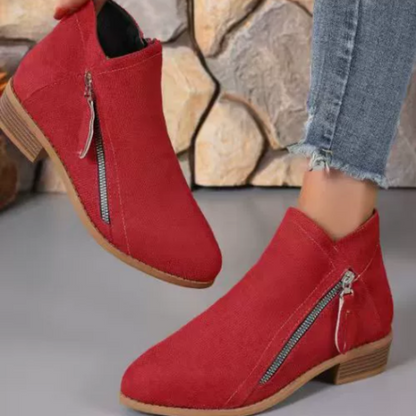 Sabrina | Mujer Botines con Cremallera Lateral y Tacón Bajo