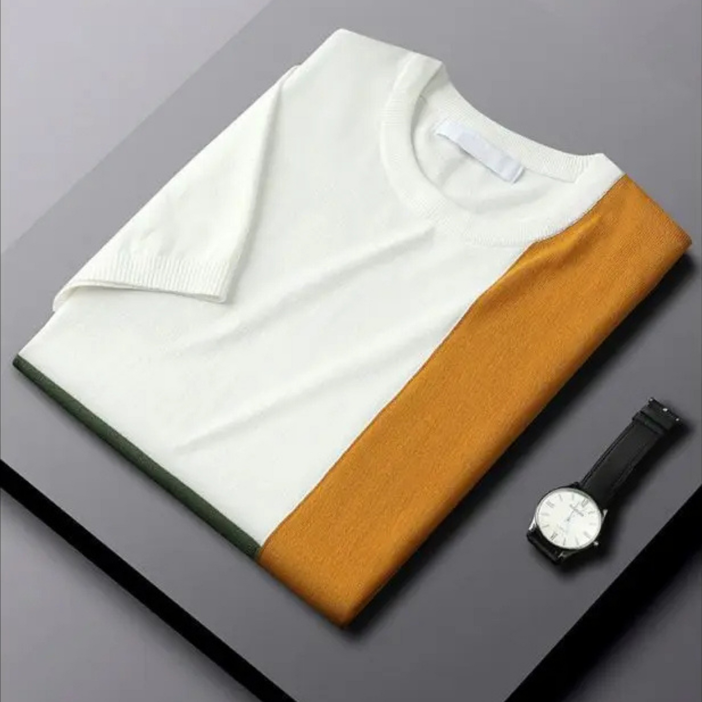Mason | Hombre Camiseta de Manga Corta con Paneles Geométricos de Color