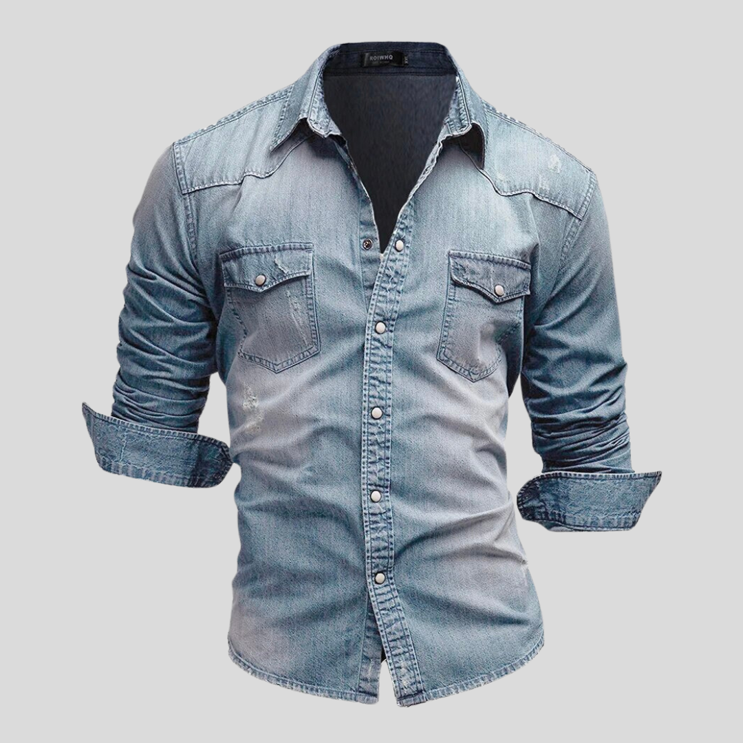 Sem | Hombre Camisa Vaquera de Denim de Corte Slim