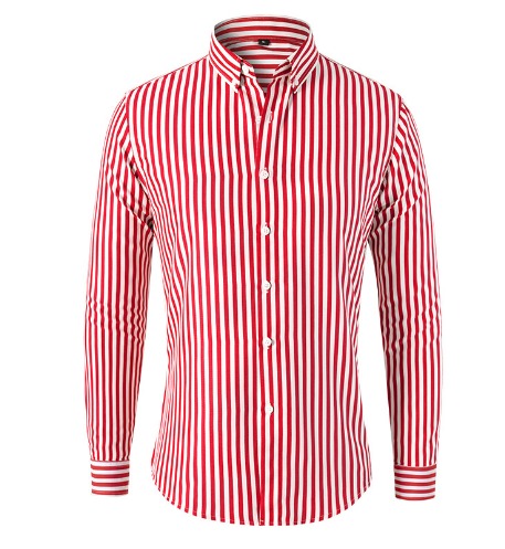 Troy | Hombre Camisa a Rayas de Corte Ajustado con Botones