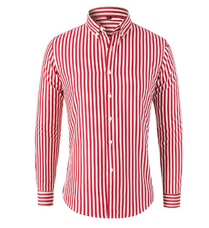 Troy | Hombre Camisa a Rayas de Corte Ajustado con Botones