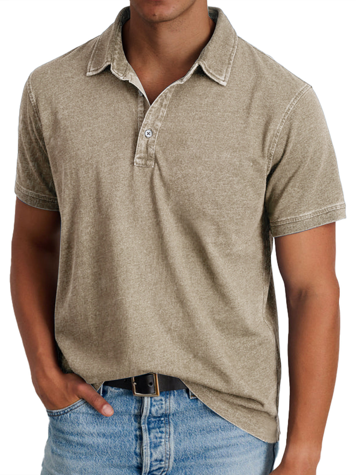 Stijn | Hombre Polo con Aspecto Lavado en Tonos Terrosos