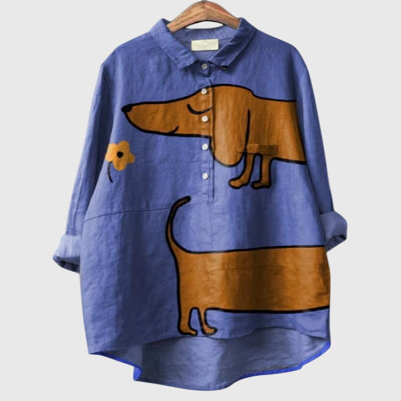 Sofía | Mujer Blusa Amplia con Estampado de Perros