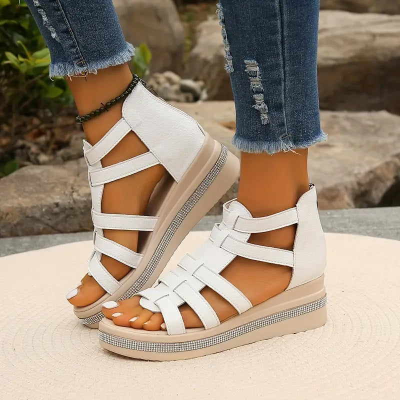 Everlie | Mujer Sandalias de Cuña con Detalles de Strass