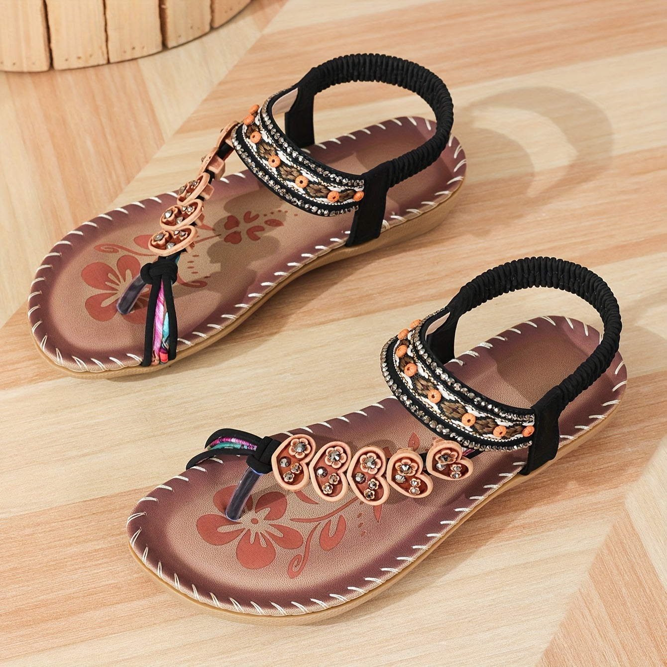 Merline | Mujer Sandalias Ergonómicas con Correas Ajustables y Perlas