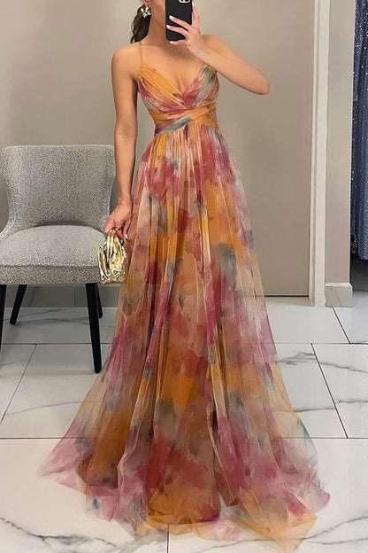 Giselle | Mujer Maxi Vestido Floral con Cierre Trasero Ajustable