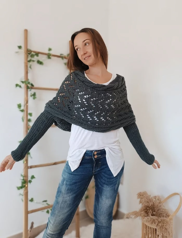 Rosa | Mujer Shrug de Punto Calado para Capas