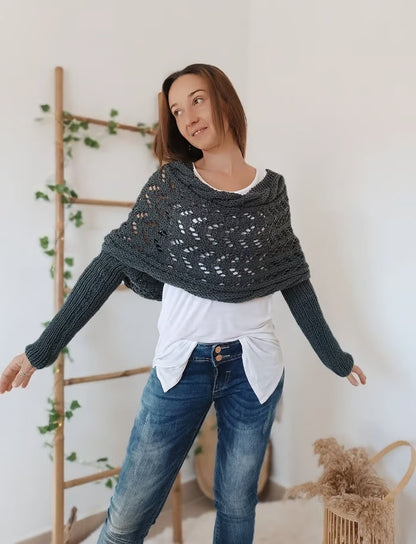 Rosa | Mujer Shrug de Punto Calado para Capas