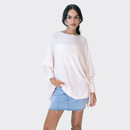 Mujer Suéter Oversize de Punto en Beige Cálido