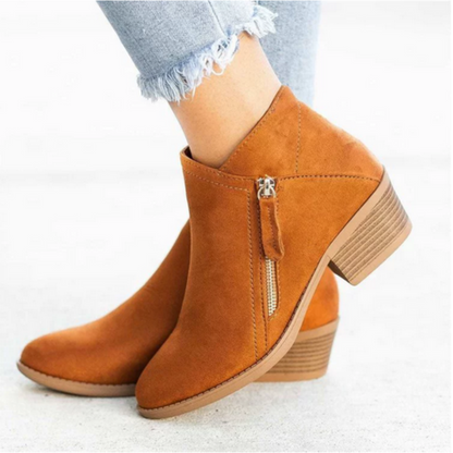 Sabrina | Mujer Botines con Cremallera Lateral y Tacón Bajo