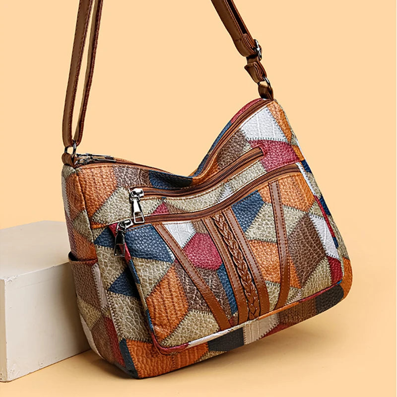 Evelina | Mujer Bolso de Hombro con Estampado Patchwork Geométrico