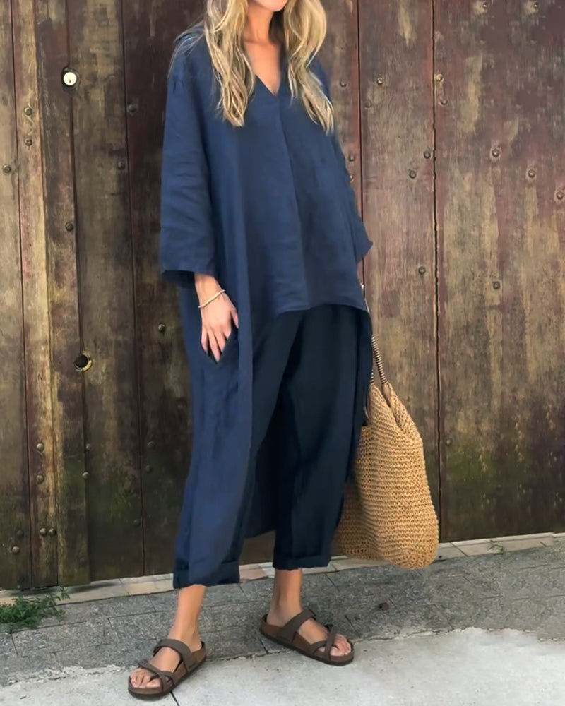 Ylva | Mujer Conjunto de Lino con Túnica y Pantalón Recto