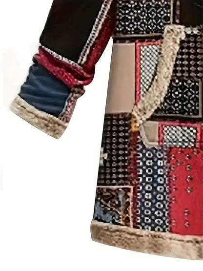 Fiona | Mujer Chaqueta Patchwork con Capucha y Bolsillos