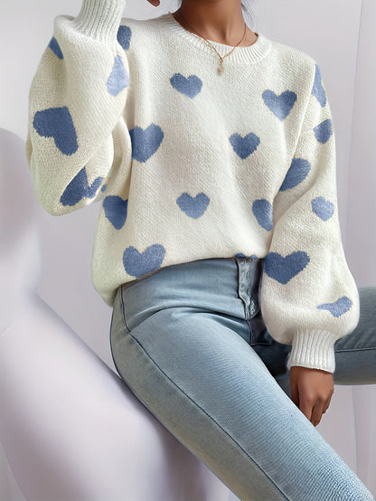 Lotte | Mujer Suéter de Punto con Estampado de Corazones