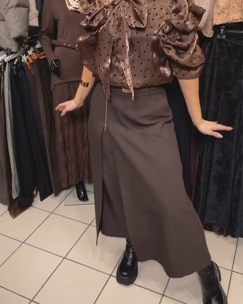 Oravelline | Mujer Pantalones Rectos de Cintura Media con Cremallera