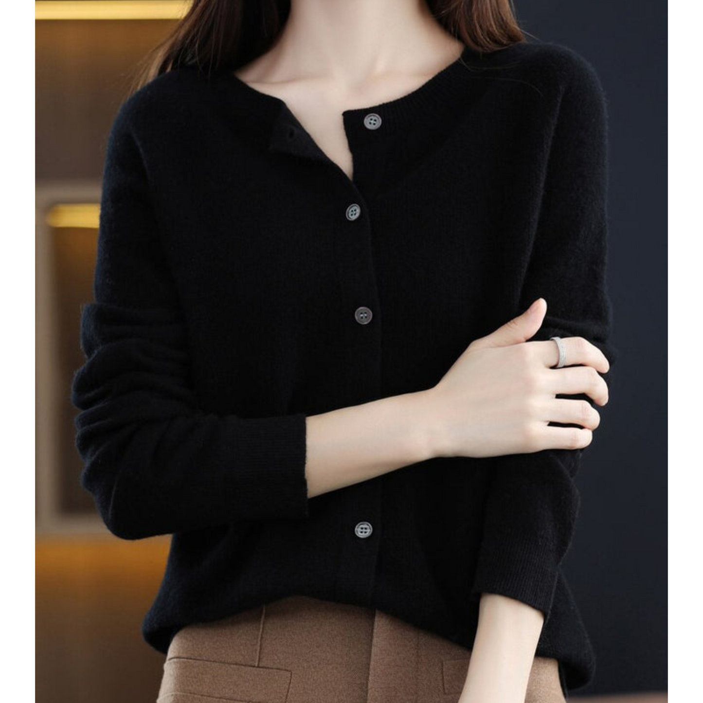 Diane | Mujer Cárdigan con Cuello Redondo y Botones