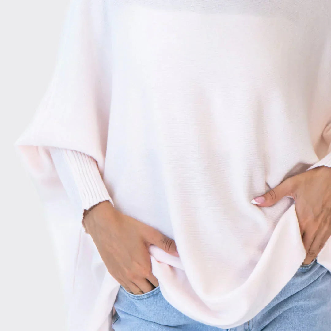 Mujer Suéter Oversize de Punto en Beige Cálido