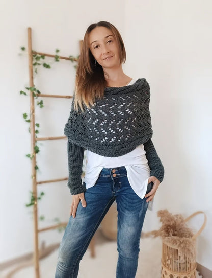 Rosa | Mujer Shrug de Punto Calado para Capas