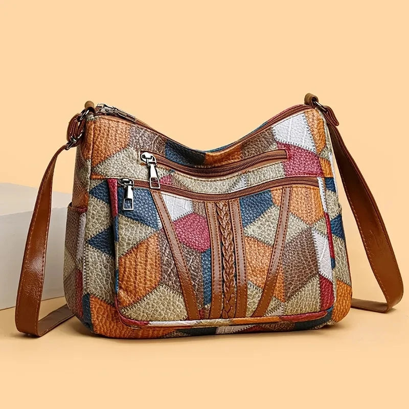 Evelina | Mujer Bolso de Hombro con Estampado Patchwork Geométrico