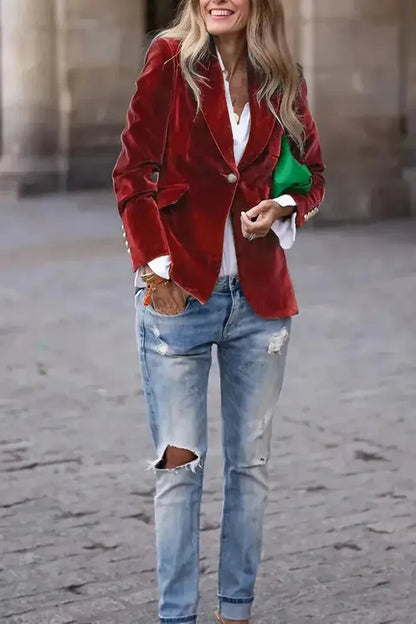 Victoria | Mujer Blazer Estructurado con Botones Dorados