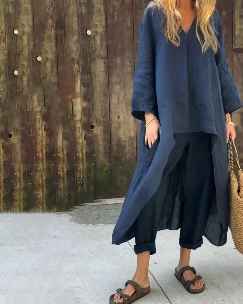 Ylva | Mujer Conjunto de Lino con Túnica y Pantalón Recto
