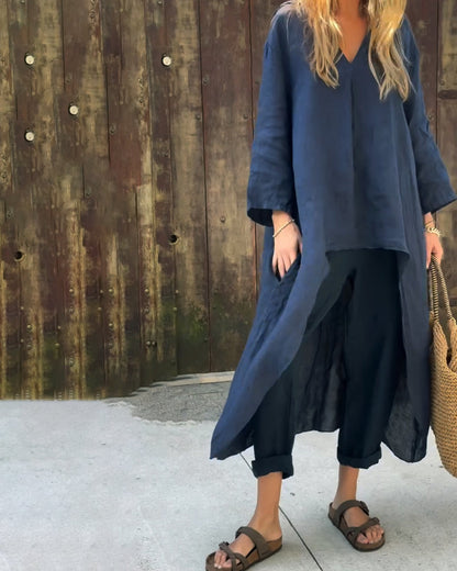 Ylva | Mujer Conjunto de Lino con Túnica y Pantalón Recto