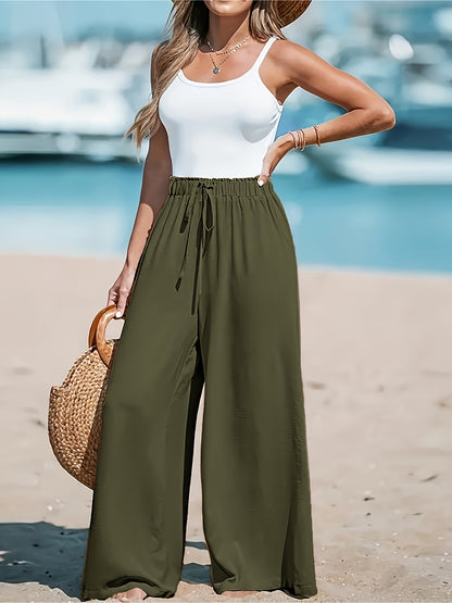 Teuntje | Mujer Pantalón Ancho de Cintura Alta Fluido
