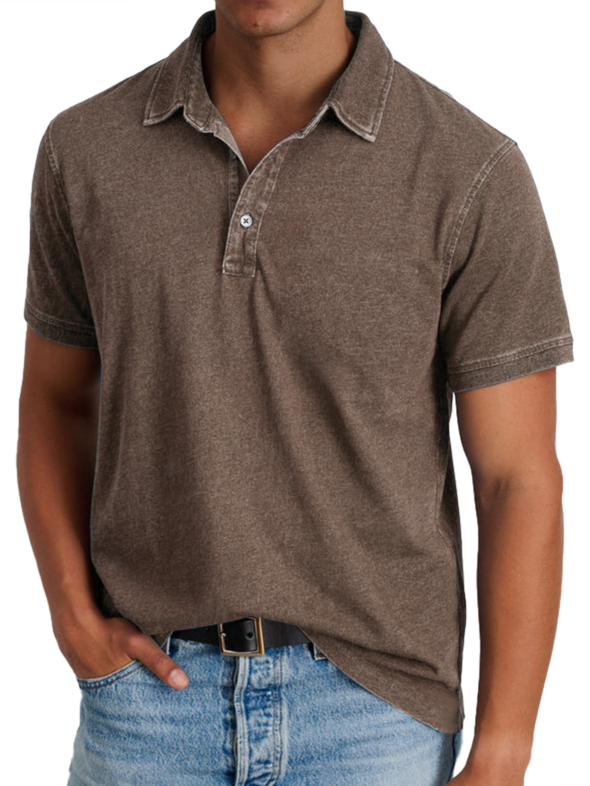 Stijn | Hombre Polo con Aspecto Lavado en Tonos Terrosos