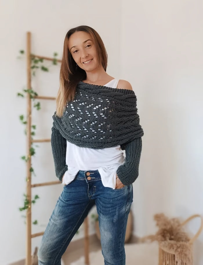Rosa | Mujer Shrug de Punto Calado para Capas